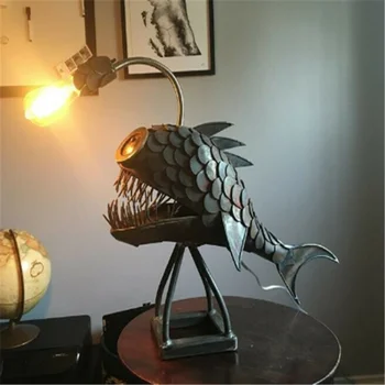 Ретро Настольная лампа Angler Fish Light с Гибкой Головкой Лампы Художественные Настольные Лампы для Домашнего Бара Кафе Home Art Декоративные Украшения