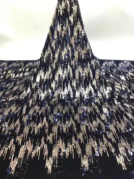 Роскошная африканская кружевная ткань с пайетками Высокого качества 5 ярдов Французской кружевной ткани Нигерийские кружевные ткани С красочными пайетками для платья