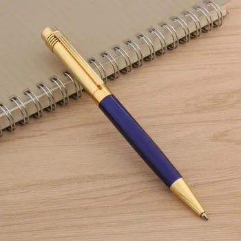 роскошная высококачественная новая синяя шариковая ручка с металлическим зажимом для шариковой ручки Канцелярские принадлежности