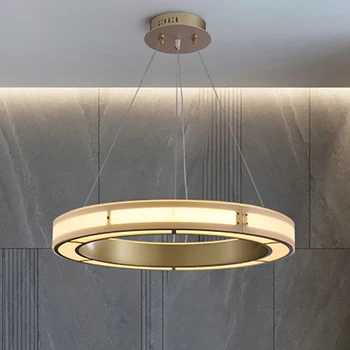 Светодиодная люстра в стиле постмодерн AC90V - 260V, Роскошная Круглая Дизайнерская подвесная лампа для столовой, гостиной, спальни, домашнего декора, золотого цвета