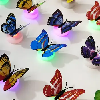 Светодиодный 3D Светящийся Ночник-Бабочка 3D Ночник-Бабочка С Наклеиваемым Креативным Красочным Декоративным Настенным Светильником, Игрушечные Подарки