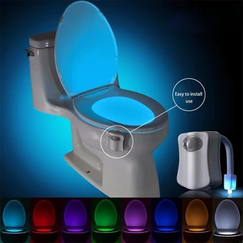 Светодиодный ночник для сиденья унитаза, датчик движения, Меняющий цвета, Водонепроницаемая Подсветка для Туалета, Декоративный светильник для ванной комнаты, Датчик