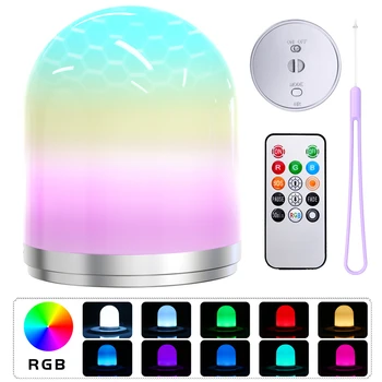 Светодиодный ночник с дистанционным управлением, красочные огни, USB Перезаряжаемая прикроватная лампа для спальни для детей, подарок для ребенка