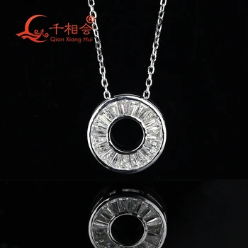 Серебро 925 белый цвет муассанит 14 мм ювелирные изделия в форме диска для Ожерелья-подвески