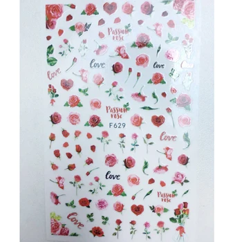 Серия Love, rose, lip, в форме сердца, набор из 10 наклеек для ногтей love, аксессуары для аппликации клеем в стиле ар-деко.
