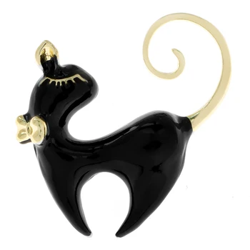 СИНДИ Сян Красивые милые элегантные броши с кошками для женщин черно-белого цвета, эмалированные ювелирные изделия с мультяшными животными
