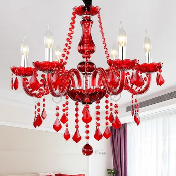 Современная Красная Люстра для гостиной, Спальни, Кухни, люстры для прополки, хрустальные романтические люстры lustre de cristal K9