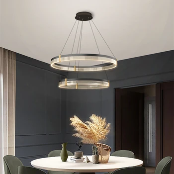 Современная новая акриловая круглая люстра с абажуром, Дизайнерский подвесной декор для внутреннего освещения ресторана, спальни, гостиной
