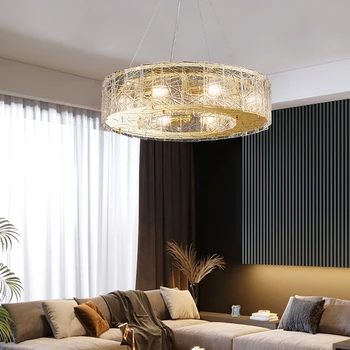 Современная роскошная креативная круглая люстра для гостиной светодиодное освещение минималистичный холл столовая спальня хрустальная люстра