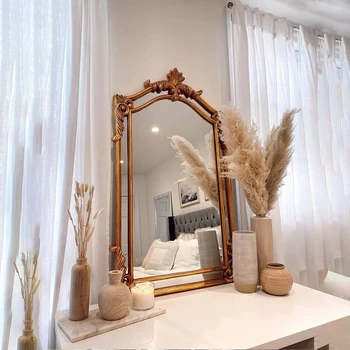 Современное зеркало с деревянной кромкой, Дизайн Спальни, Нерегулярное Креативное Зеркало для всего Тела, Роскошный Эстетический Макияж Spiegel Товары для дома