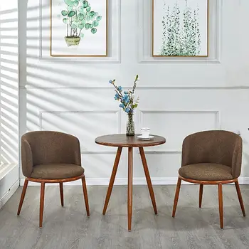 Сочетание Скандинавского деревянного стола для переговоров и стула Современная Маленькая квартира, Круглый стол, набор стульев, Обеденный стол