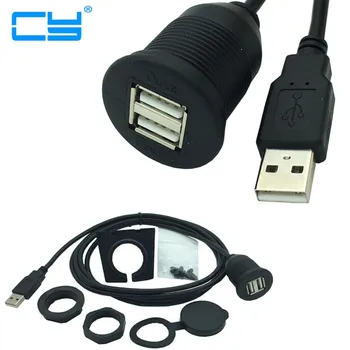 Удлинитель от USB 2.0 до двух USB, Формованный разъем для крепления на панели, удлинитель для всех автомобилей, кабель USB-конвертер