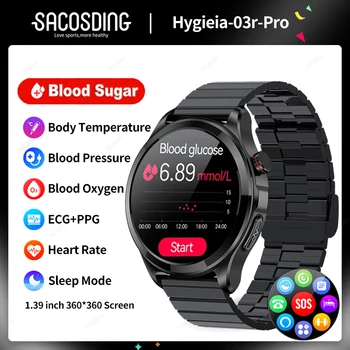 Умные часы со здоровой температурой тела, мужские Bluetooth-звонки, 360 * 360 HD Экран, Спортивные умные часы с сердечным ритмом, уровнем сахара в крови для Android