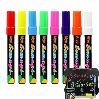 Флуоресцентные маркеры для раскрашивания черной доски, 8 цветов, ручки для рисования, художественные принадлежности, художественные маркеры ярких цветов