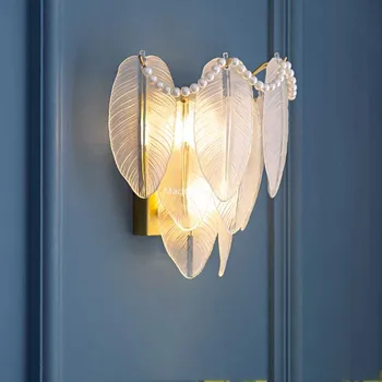 Французский настенный светильник из перьев кремового цвета для спальни, минималистичные современные настенные светильники, эстетичная мебель для прихожей Wandverlichting Binnen для дома