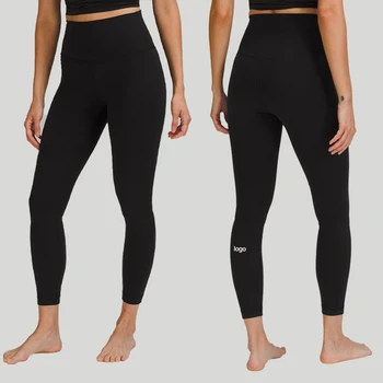 Черные Леггинсы с высокой Талией, Женские нейлоновые Мягкие голые Штаны для йоги Пуш-ап, тренировочные женские Колготки, одежда для фитнеса, 23 цвета