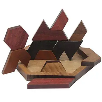 Шестиугольные Деревянные Головоломки Геометрической формы, Шахматная доска, игрушки Монтессори, Обучающие Интеллектуальные игрушки
