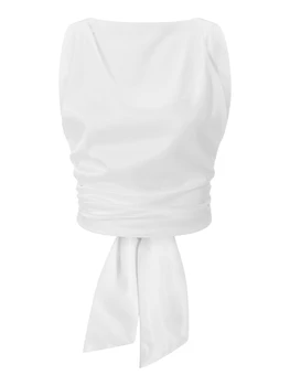 Элегантный атласный камзол с завязкой сзади и без рукавов для женщин - идеальный летний топ для уличной одежды и повседневного использования