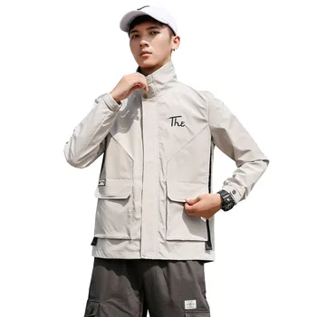 Японская Модная Свободная куртка с вышивкой контрастного цвета, осенне-зимний повседневный тренч с воротником-стойкой, уличная одежда